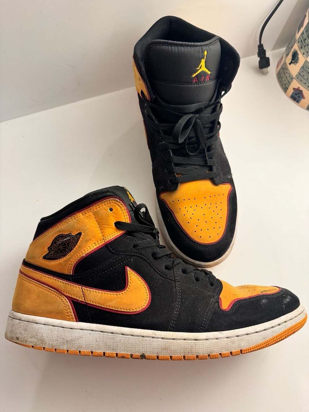 Nike Air Jordan 1 Mid SE Black/Vivid Orange Sneakers, FJ4923-008 ...
